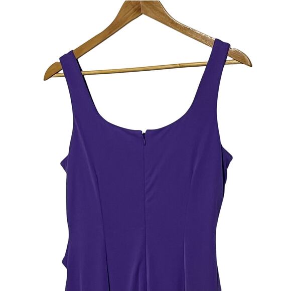 ANNE KLEIN WOMENS SMALL SQUARE NECK SHIRRED O-RING MIDI DRESS PASSION PURPLE NEW - Picture 8 of 14